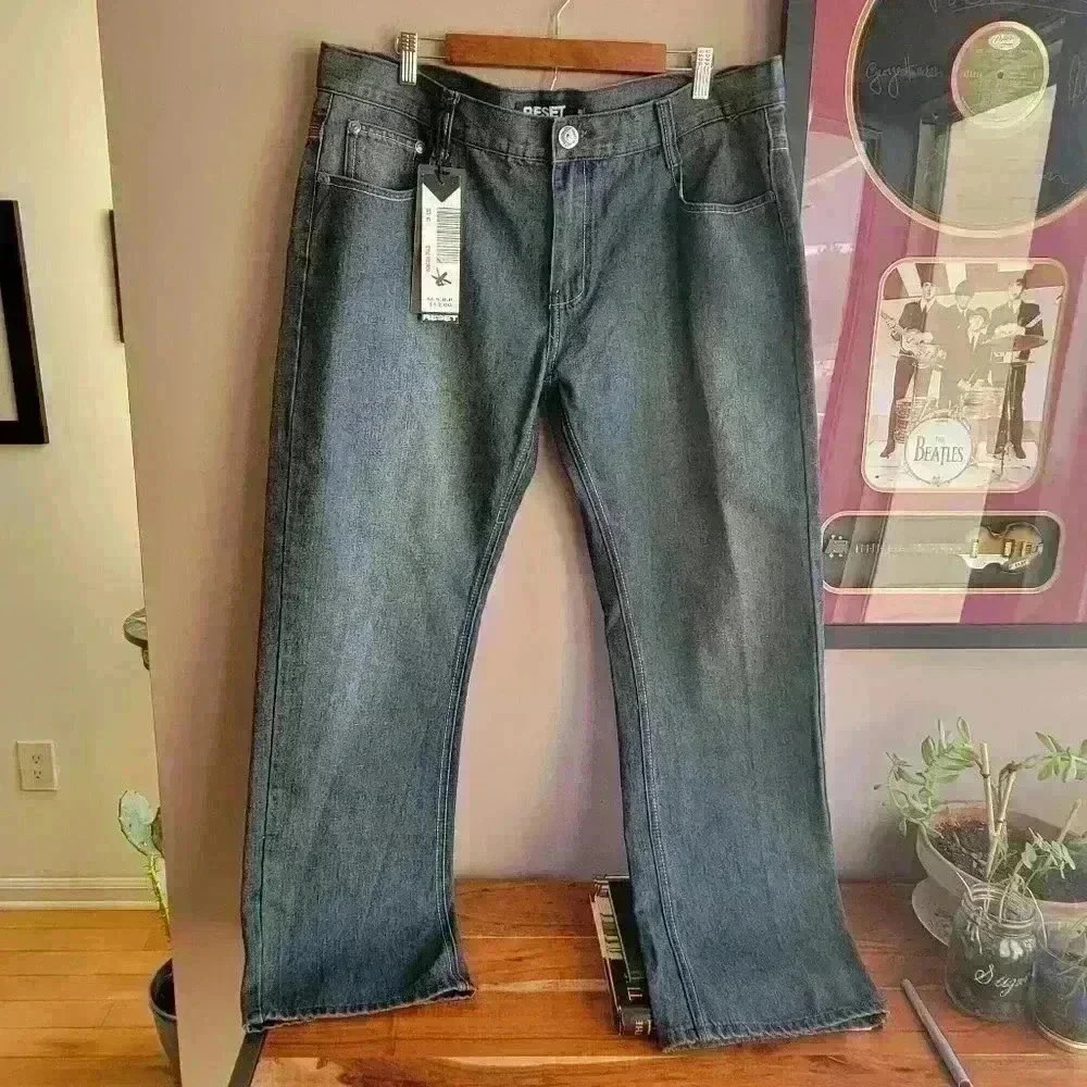 RESET Fashion DENIM Men's Jeans Blue/ Light Wash 40×32 Pockets Straight Classic - Picture 2 of 12